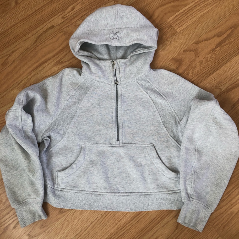 Lululemon athletica Gray crop half-zip hoodie